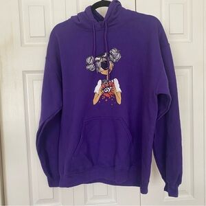 Foot Locker Women’s Medium Anime Image Purple Hoodie‎ Sweatshirt Girl Eye
